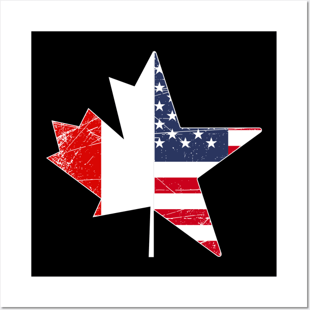 USA Flag Maple Leaf Canada Wall Art by ShirtsShirtsndmoreShirts